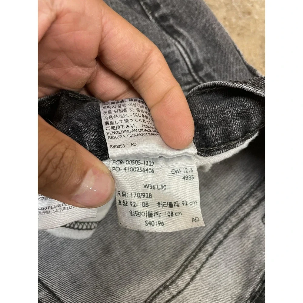 Levis 505 Jeans Mens 36x30 Gray Charcoal Stretch‎ Denim Straight Leg Zip Fly